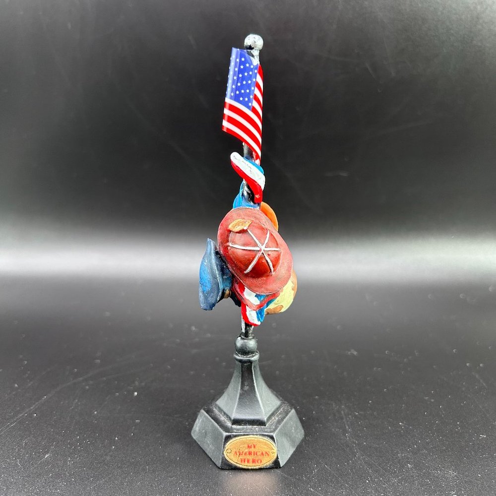 Cobble Creek My American Hero Figurine American Flag Police Firefighter Hat